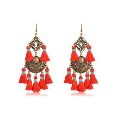 Geometric boho earrings with tassels