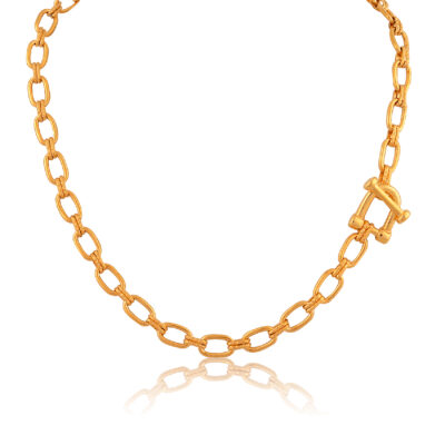 Rock this chunky oval double link gold chain, and complete any outfit, any time of day or night. A gold chain made completely with high-quality 24k gold-plated steel. Very stylish and elegant, this chain will definitely take everyone's breath away. Front fastening, simple, modern, and perfect for layering. An absolute must-have.