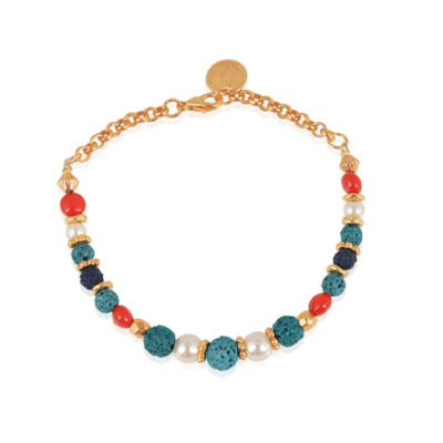 Stunning lava stone bracelet, in a beautiful color combination. A must-have piece to add a nautical style to any outfit. Combine it with our other Shelby jewelry.