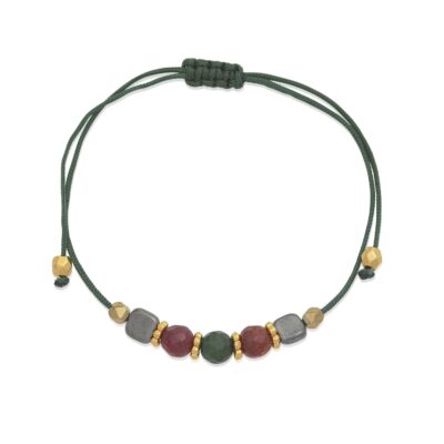 A nice colorful bracelet. A wonderful color combination. Fine materials like jade, hematite, and 24k gold-plated brass is making this bracelet a must-have for your jewelry box. To create a beautiful stack of bracelets, browse our “Bracelet collection” and choose among a wide variety to find your favorites.