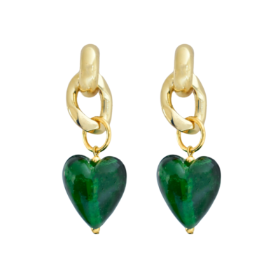 Green is one of the most powerful colors in nature, associated with growth, and is associated with powerful emotions. These earrings are all about this power and these emotions. A beautiful Green heart, hanging on gold solitaire huggie hoops. So delicate, so rich. So easy to wear, they soon become your favorite. Green helps to promote health, reliability, generosity, and practicality. It encourages, kindness, and sympathy.